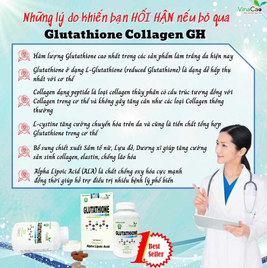 Viên uống trắng da Glutathione Collagen GH Vinacao