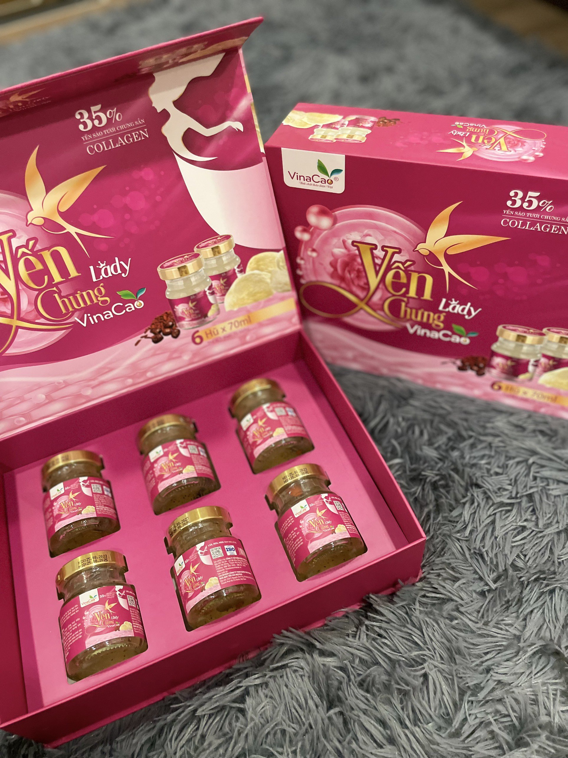 Yến chưng Lady Vinacao - Yến sào tươi chưng sẵn bổ sung Collagen