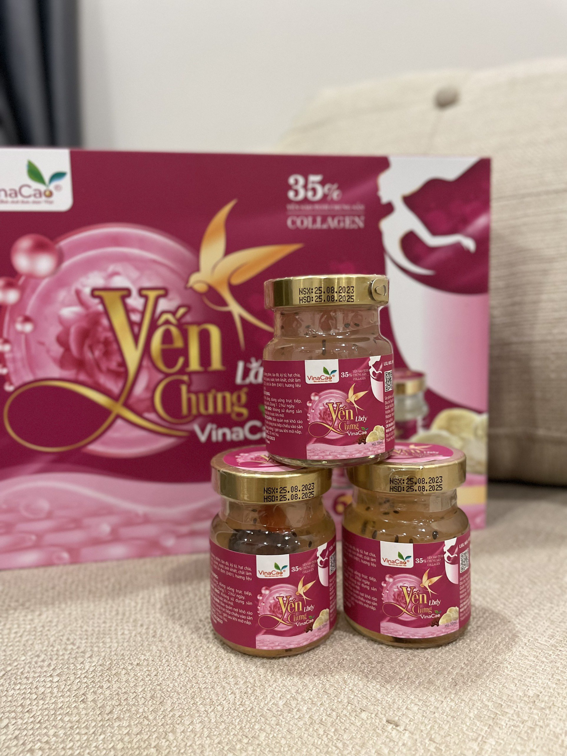 Yến chưng Lady Vinacao - Yến sào tươi chưng sẵn bổ sung Collagen