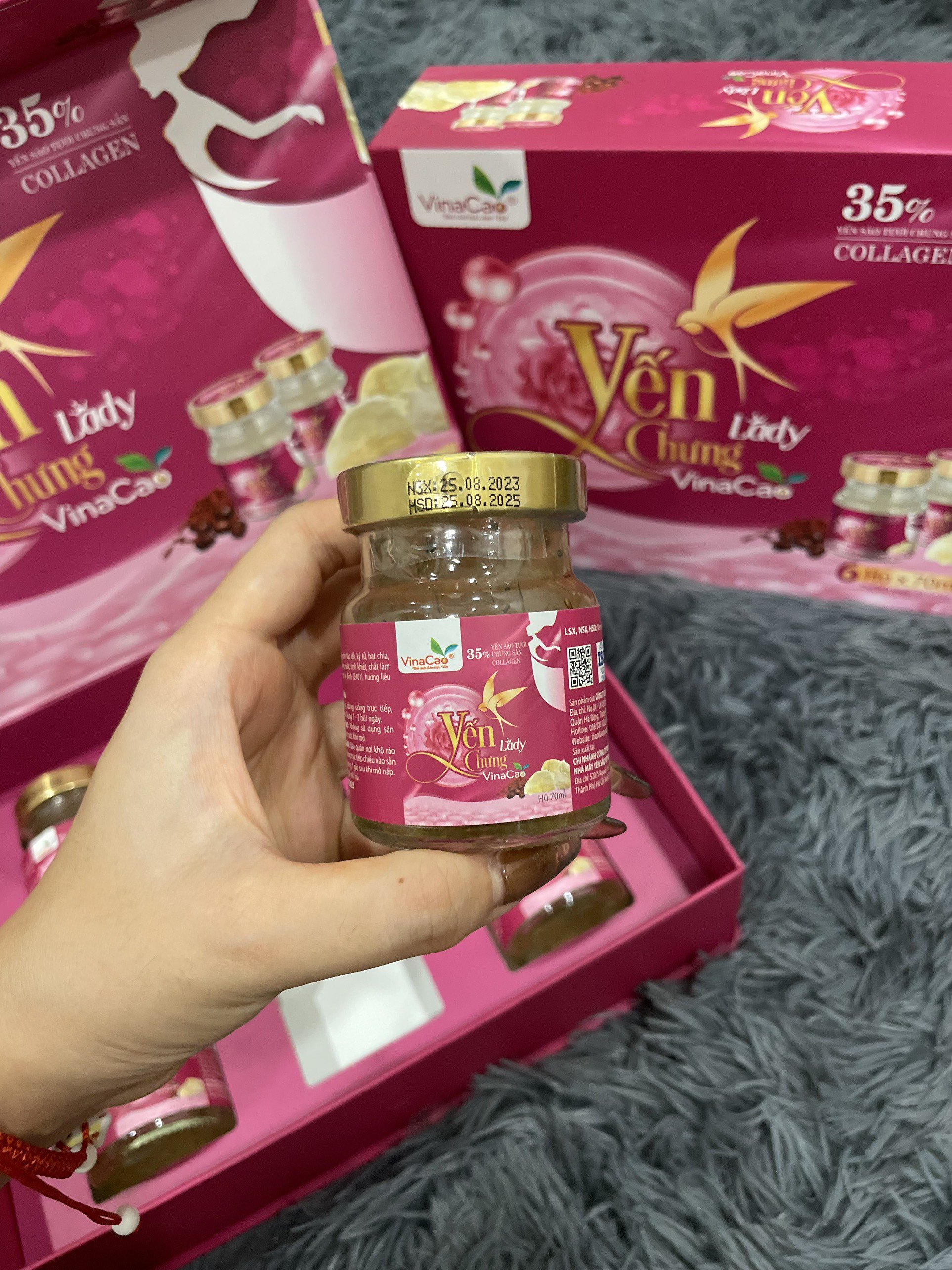 Yến chưng Lady Vinacao - Yến sào tươi chưng sẵn bổ sung Collagen