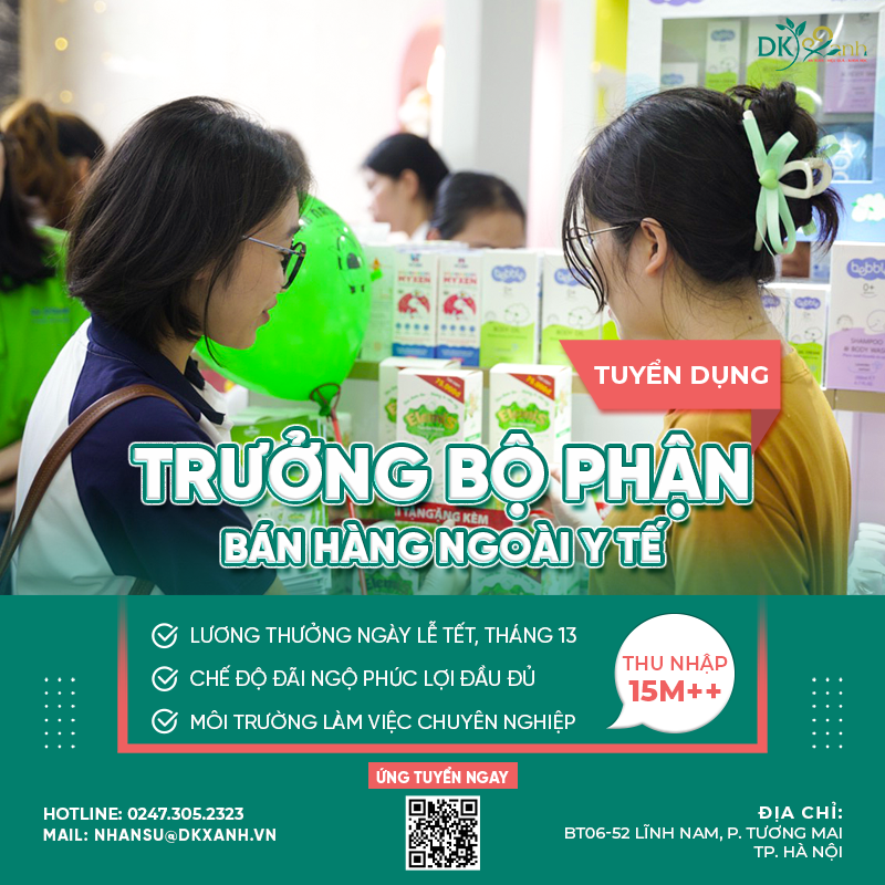 TUYỂN DỤNG TRƯỞNG BỘ PHẬN BÁN HÀNG NGOÀI Y TẾ