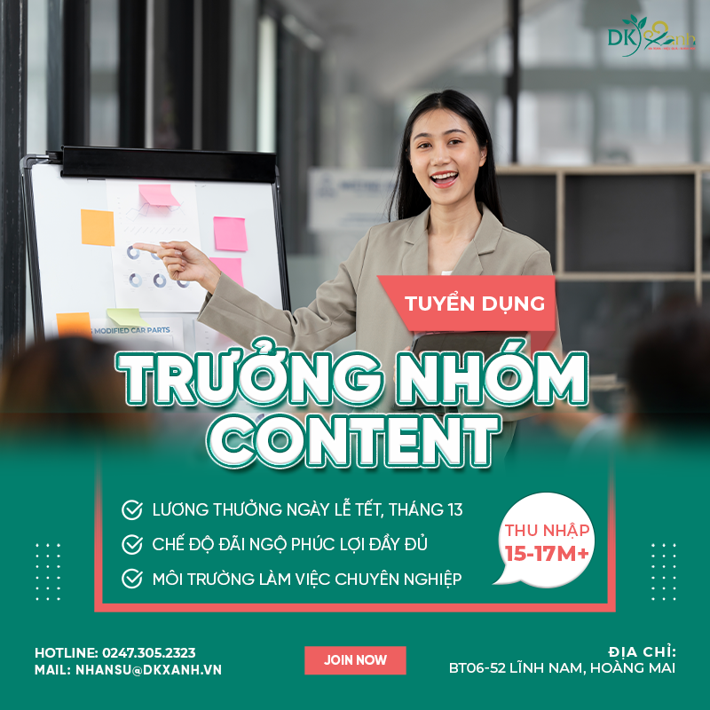 TUYỂN DỤNG TRƯỞNG NHÓM CONTENT