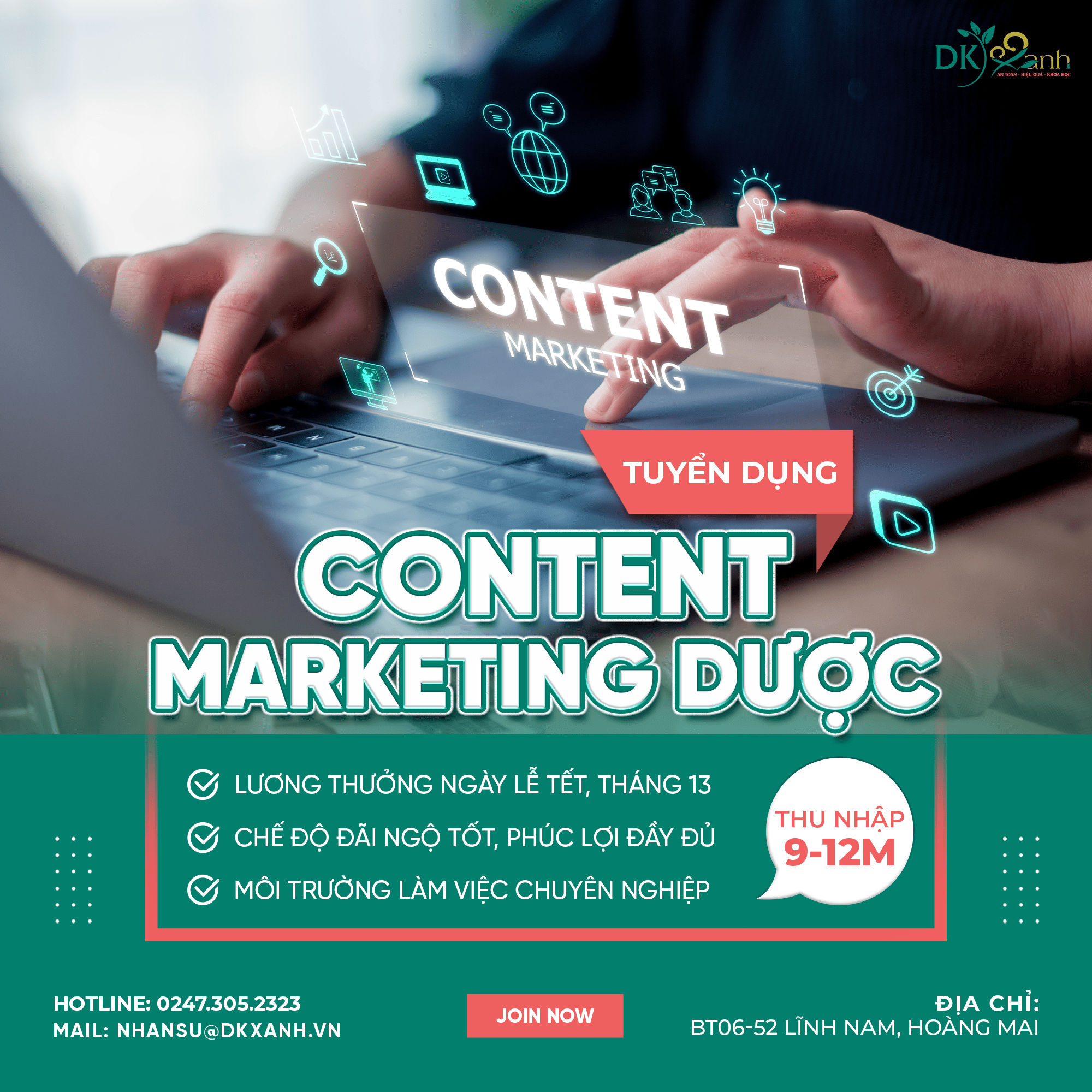 TUYỂN DỤNG NHÂN VIÊN CONTENT MARKETING DƯỢC