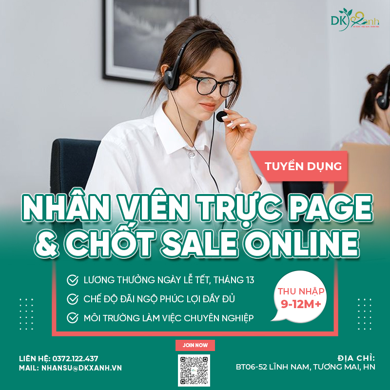 TUYỂN DỤNG NHÂN VIÊN TRỰC PAGE & CHỐT SALE ONLINE