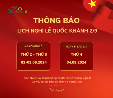 DƯỢC KHOA XANH THÔNG BÁO LỊCH NGHỈ LỄ QUỐC KHÁNH 2.9