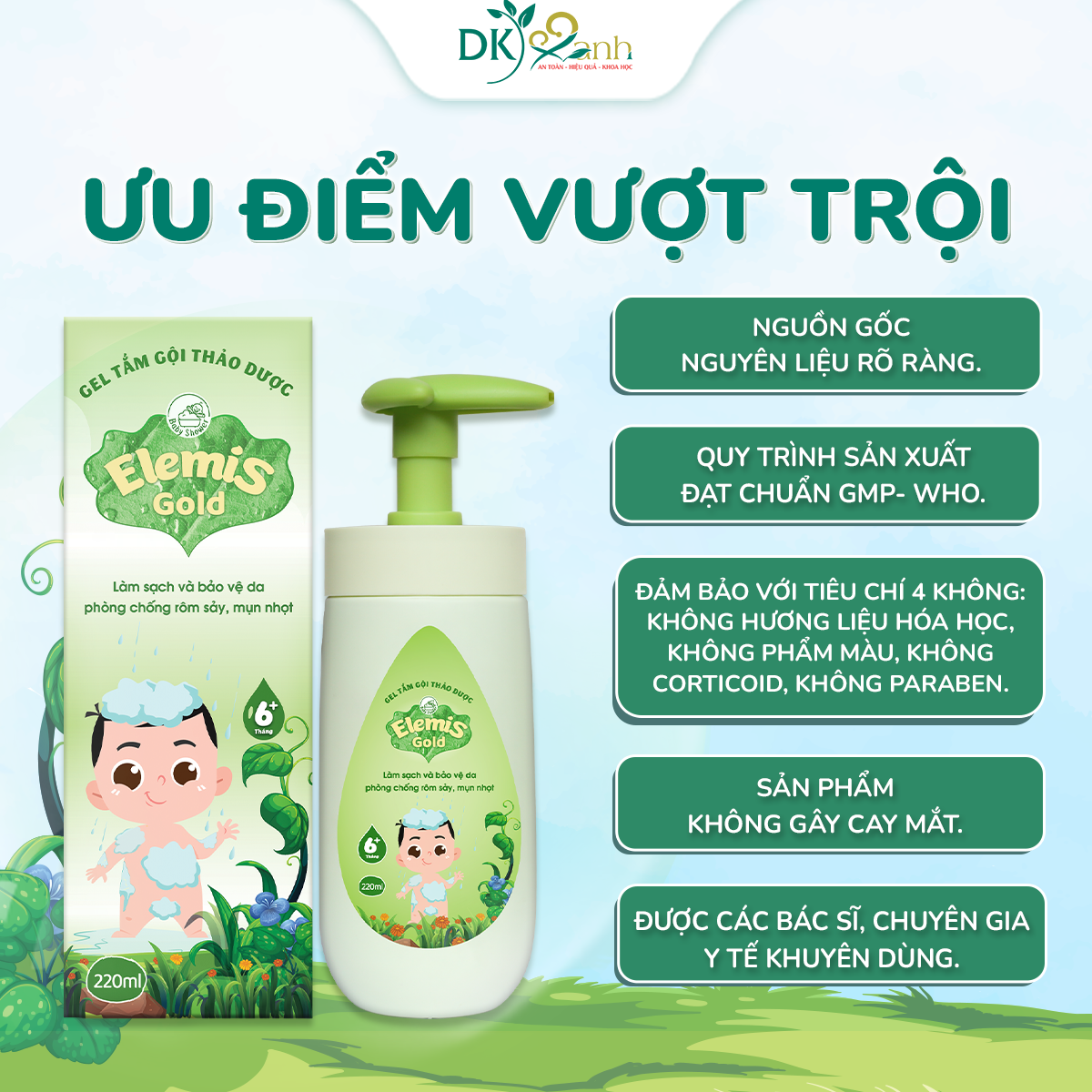 Elemis Gold Sữa Tắm Gội Thảo Dược Cho Bé Từ 6 Tháng Tuổi