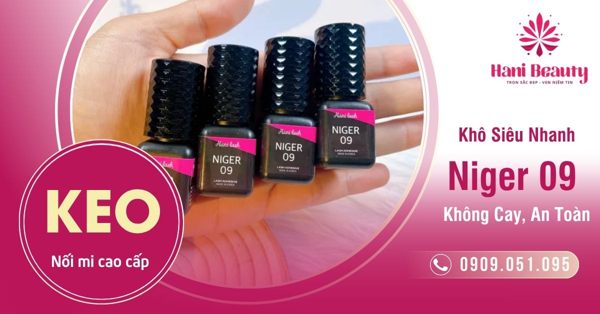 Keo Nối Mi Cao Cấp Niger 09 – Khô Siêu Nhanh, Không Cay, An Toàn
