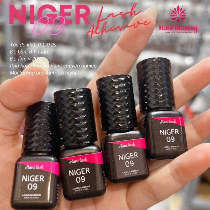 Niger 09 là dòng keo chuyên dùng cho thợ nối mi chuyên nghiệp