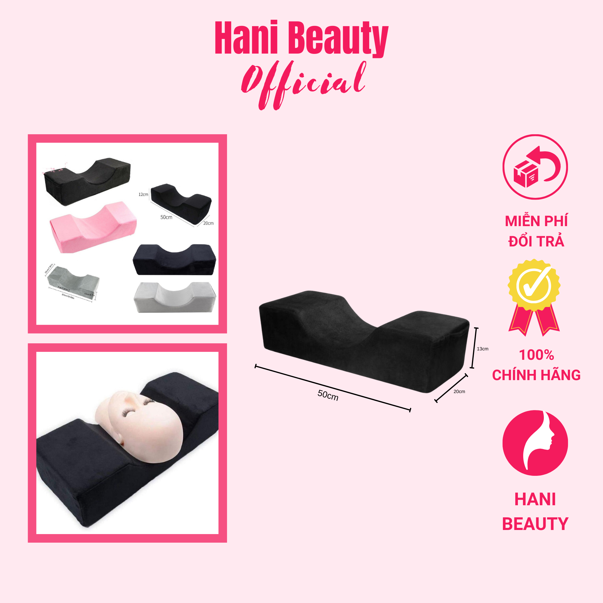 Gối Đệm Chữ U Hỗ Trợ Nối Mi Có Ngăn Đựng Nhíp