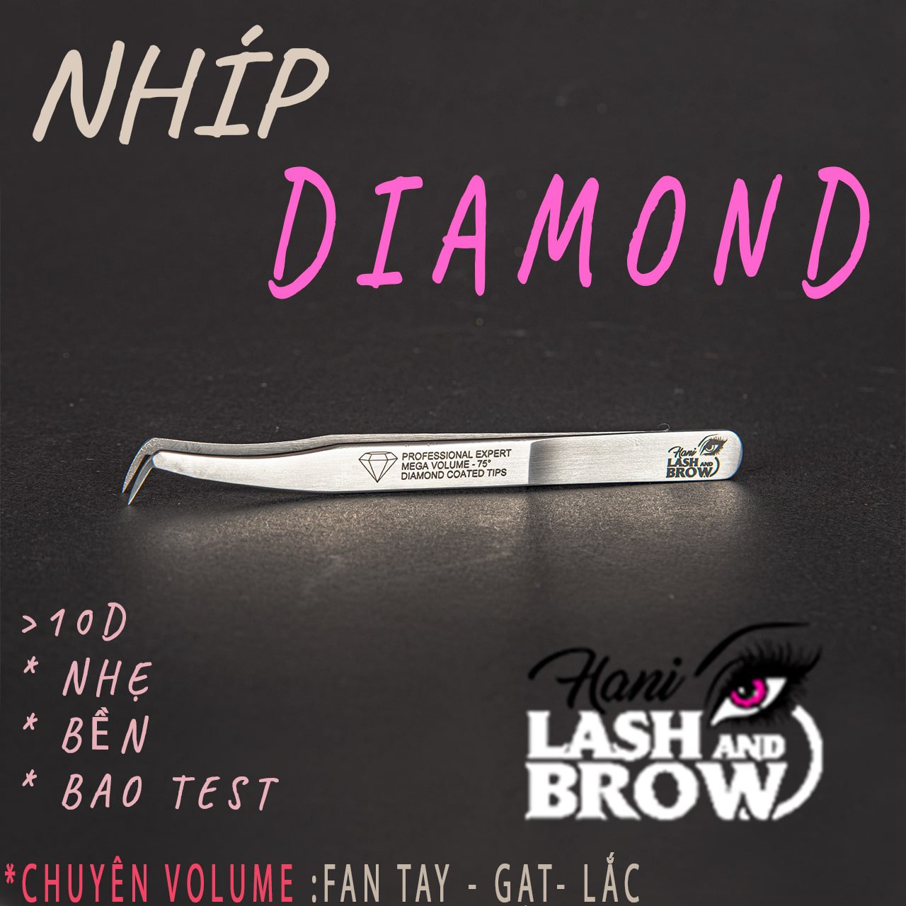 Nhíp Nối Mi Mega Volume Diamond Bạc (Volume Đầu Kim Cương)