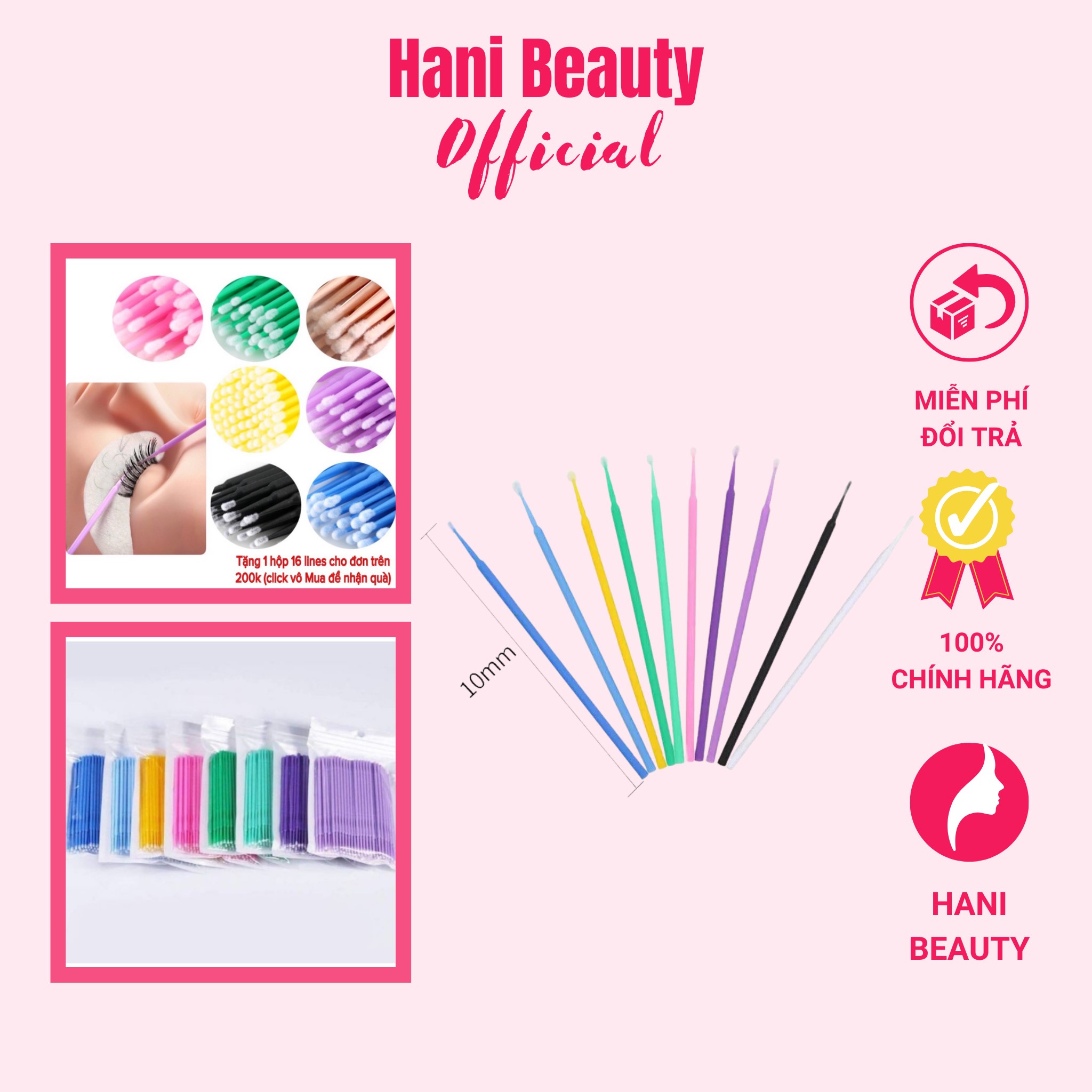 Tăm bông loại dùng một lần (Tăm gói thường túi 100)