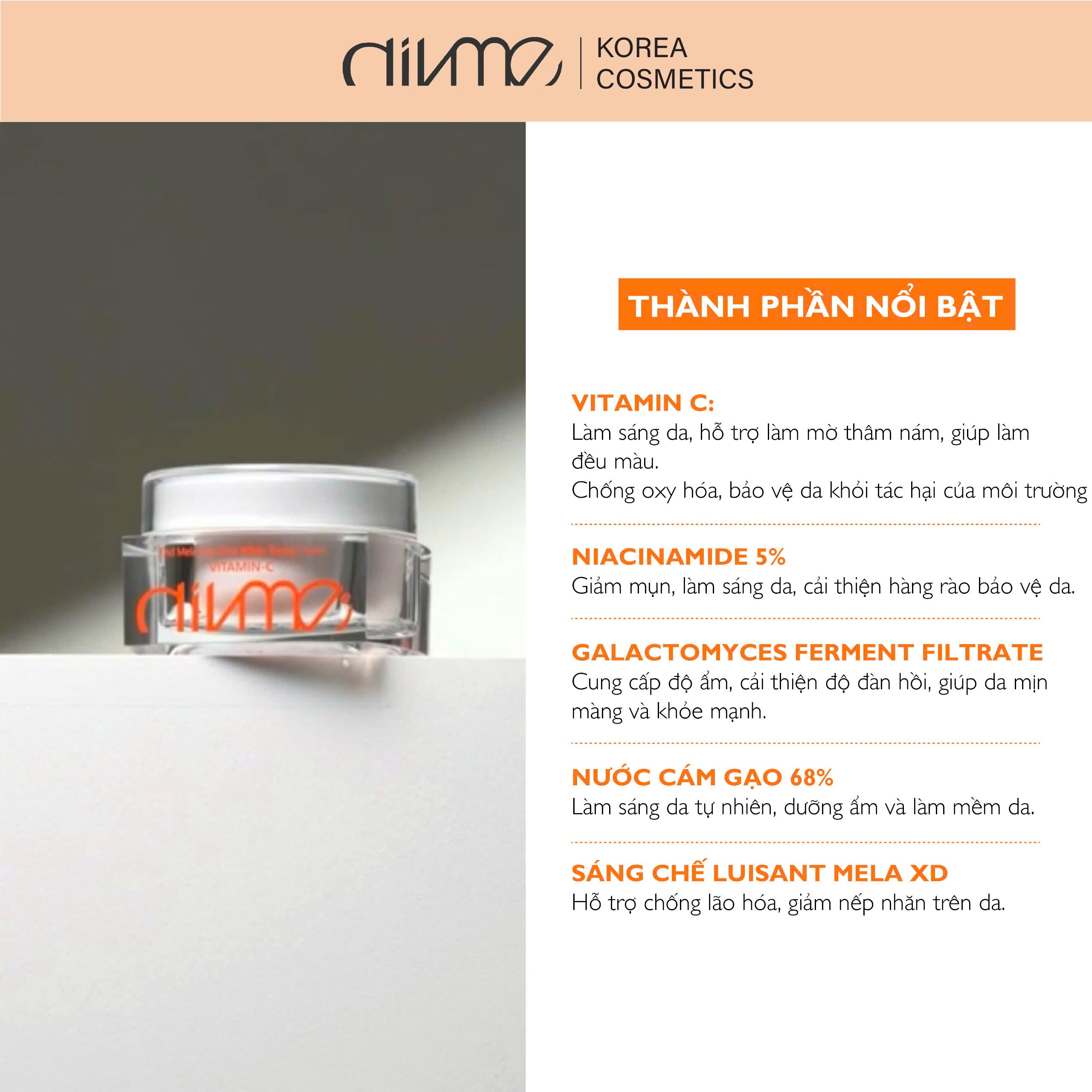 Kem Dưỡng Trắng Sáng Da Bổ Sung Vitamin C Divme 50ml