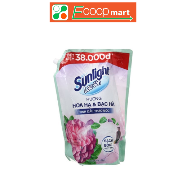 Nước lau sàn Sunlight tinh dầu thảo mộc Hương Hoa Hạ & Bạc Hà túi 3.6kg