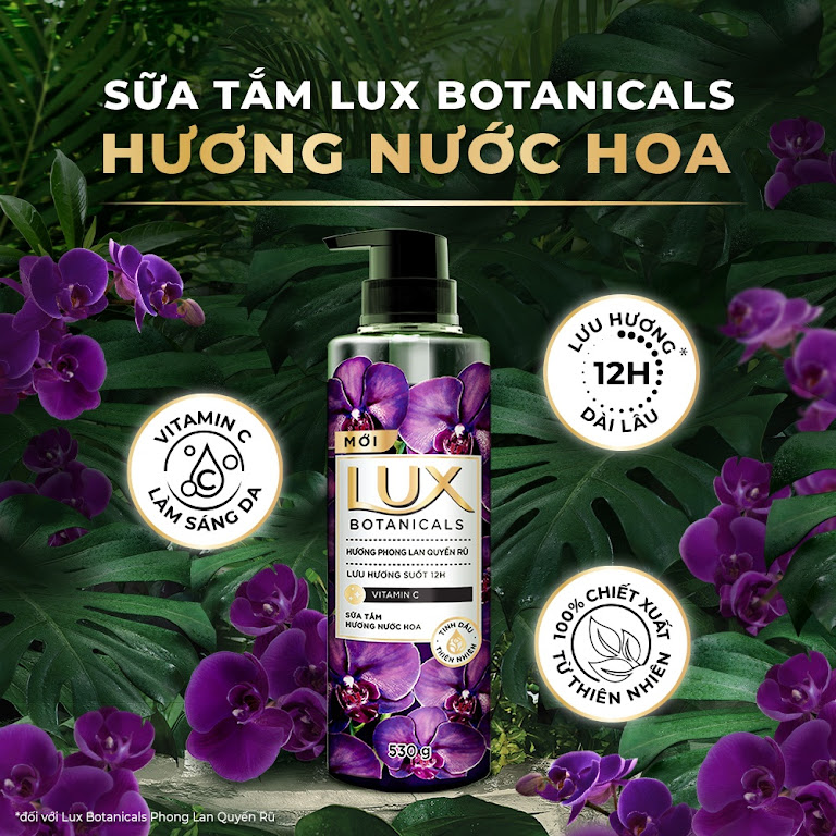 Sữa tắm Lux Botanicals phong lan quyến rũ chai 530g