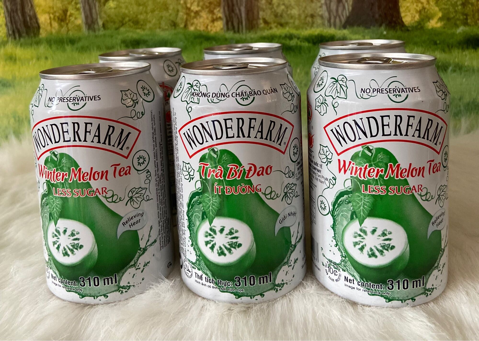 Trà bí đao Wonderfarm ít đường - lon 310ml