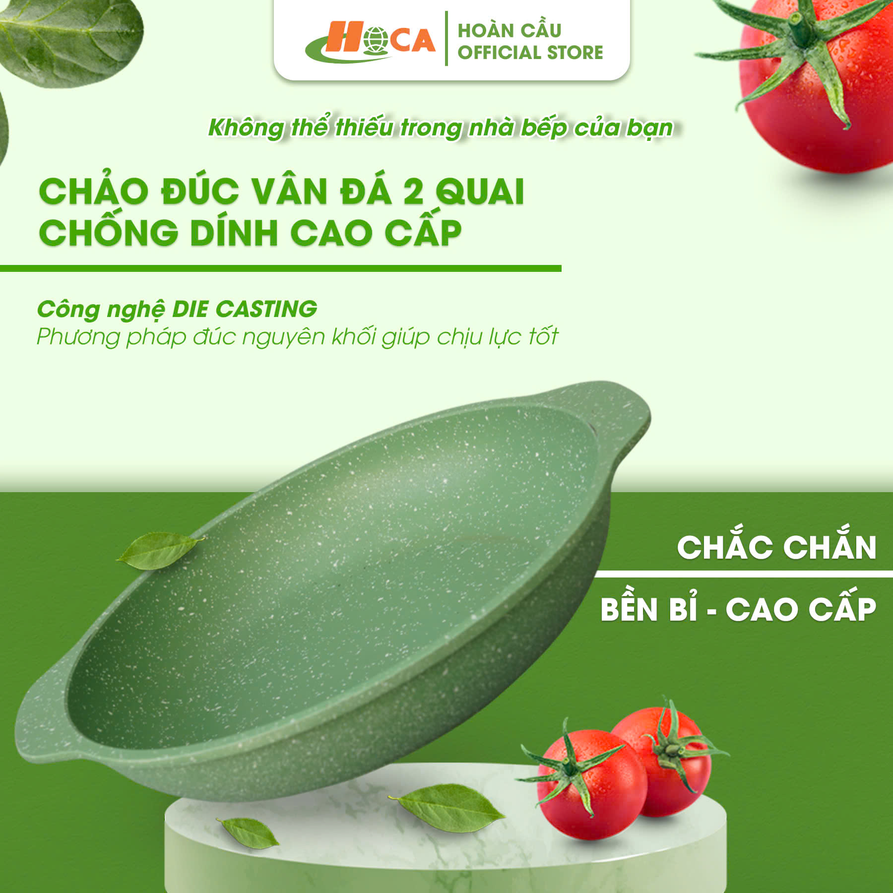 Chảo đúc 2 quai vân đá đa năng HOCA