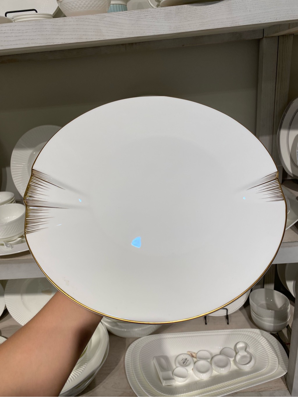 Đĩa nông 12inch trắng viền vàng