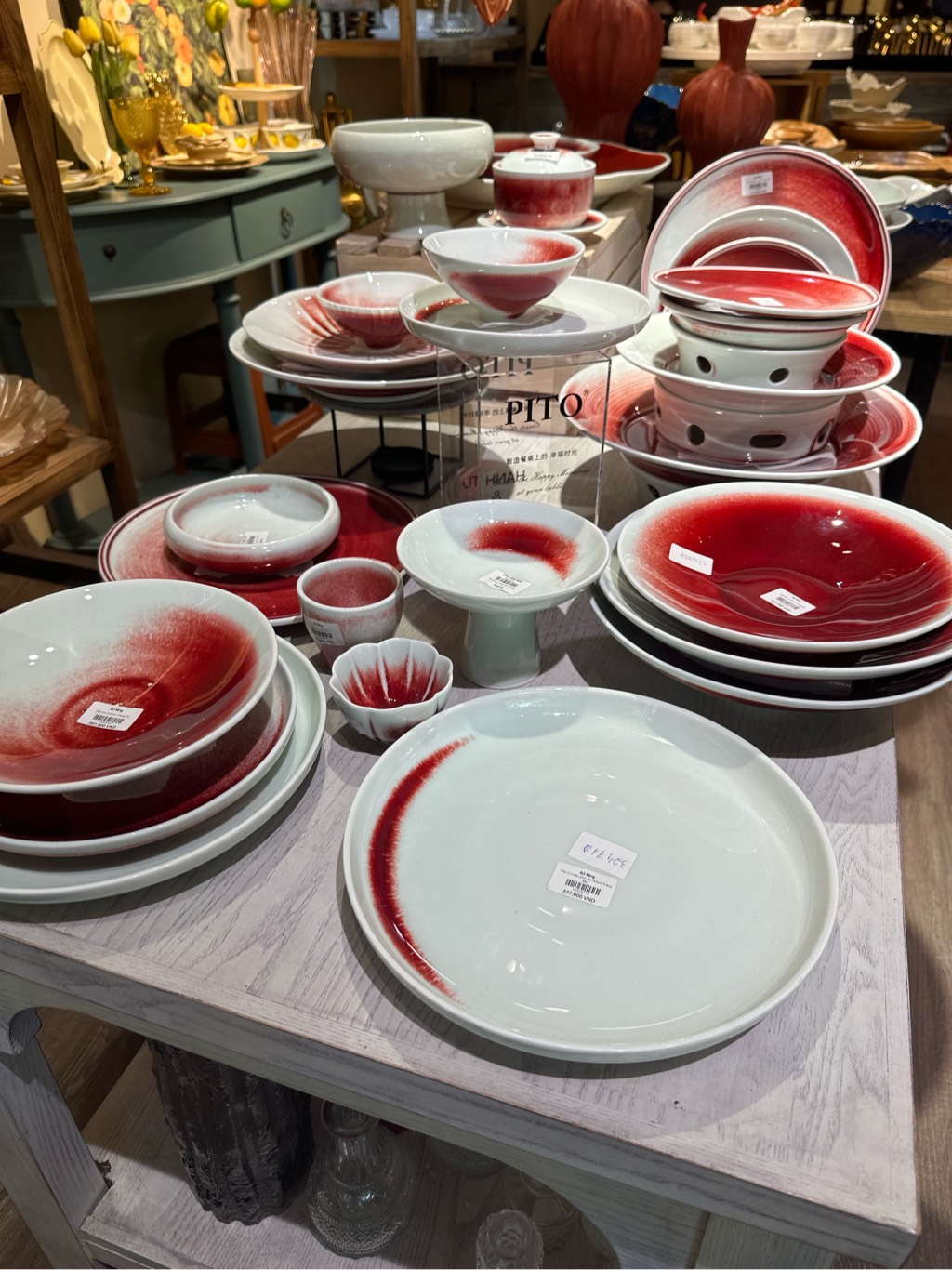 Đĩa có chân nhỏ 10.75inch Trăng Đỏ