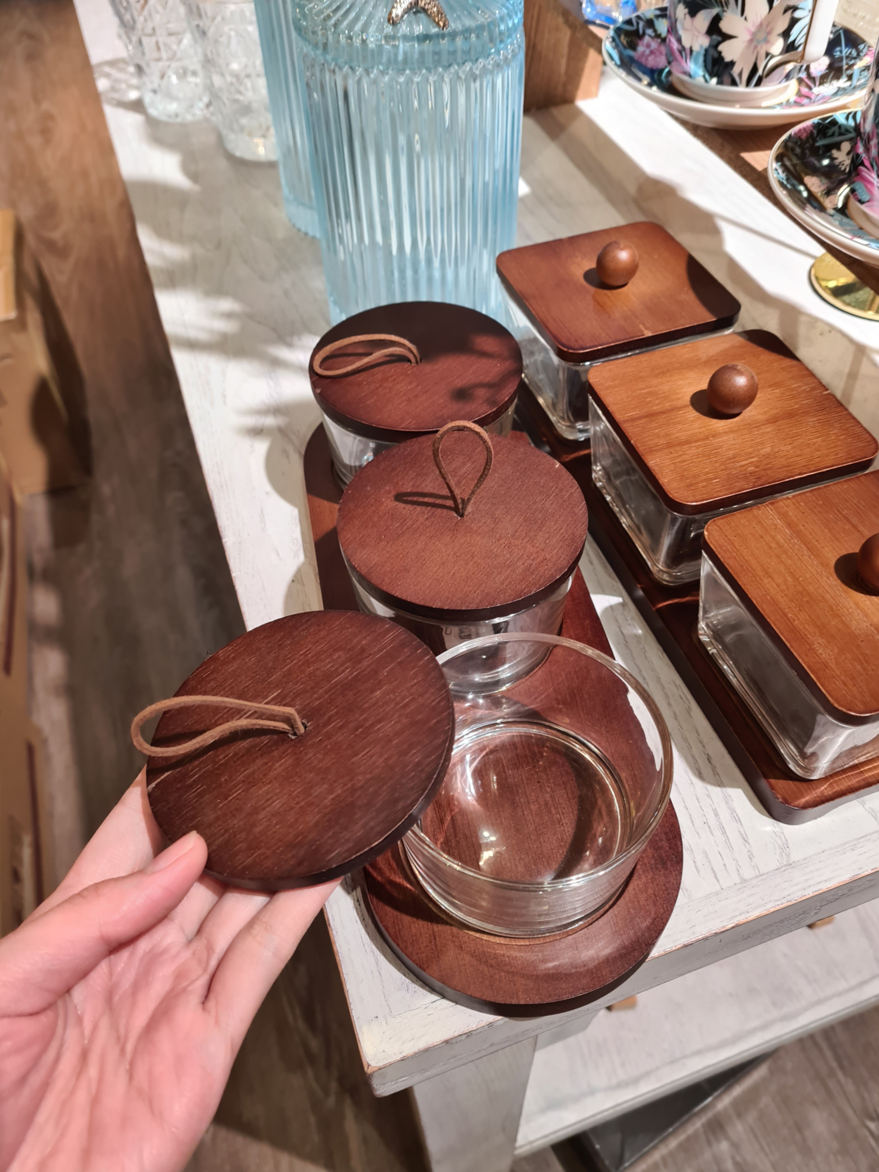 Set 3 hũ TT đựng mứt tròn nắp gỗ