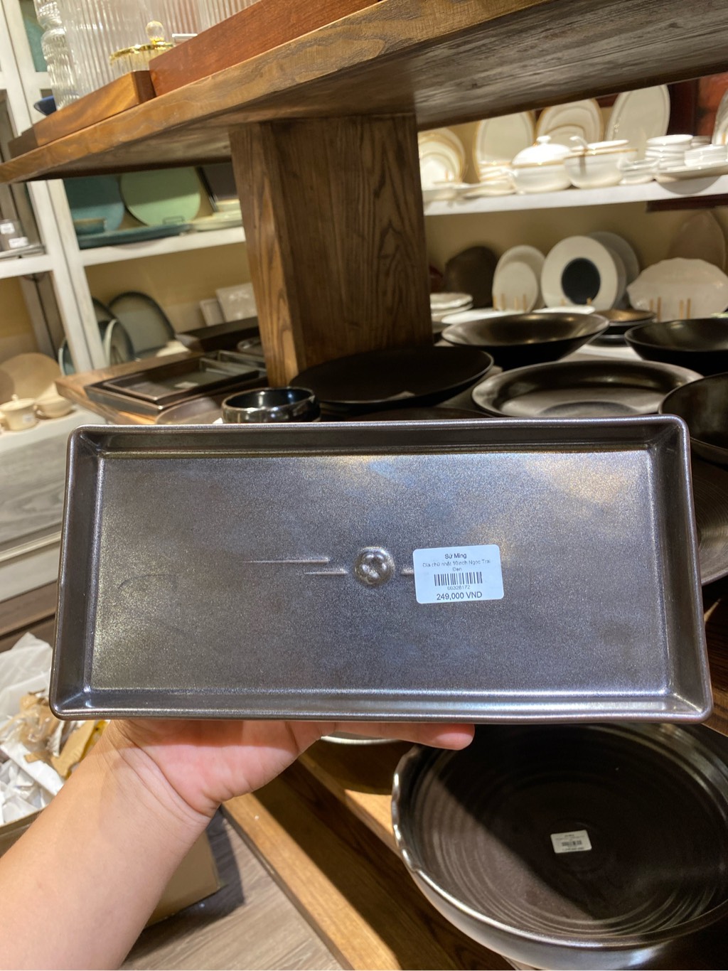 Đĩa chữ nhật 10inch Ngọc Trai Đen