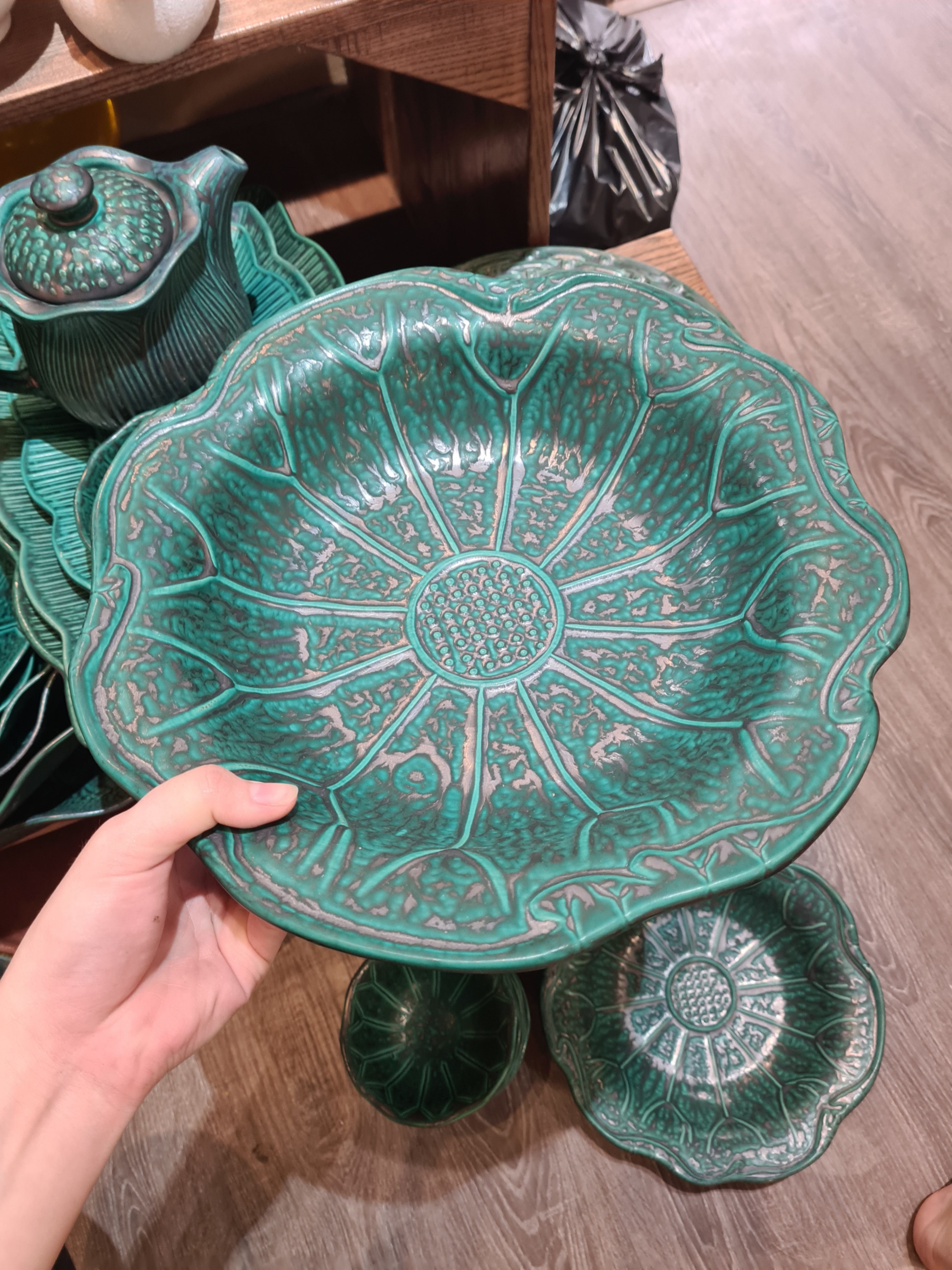 Tô trẹt miệng dúng sen 33cm xanh Thiên Phúc