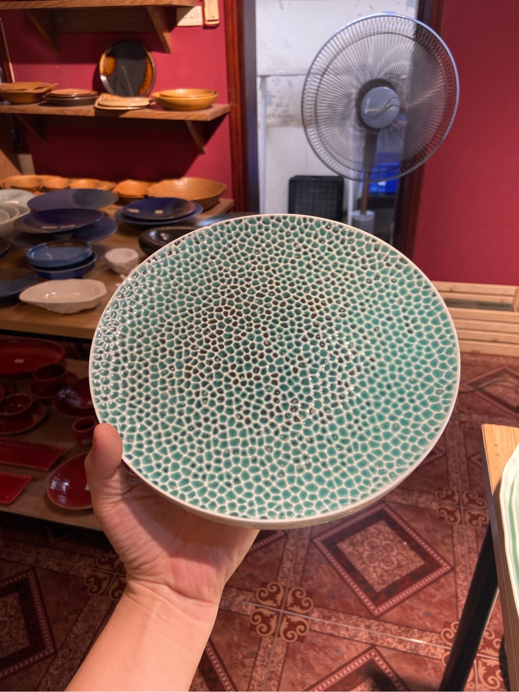 Đĩa tròn 9inch tàn ong xanh ngọc