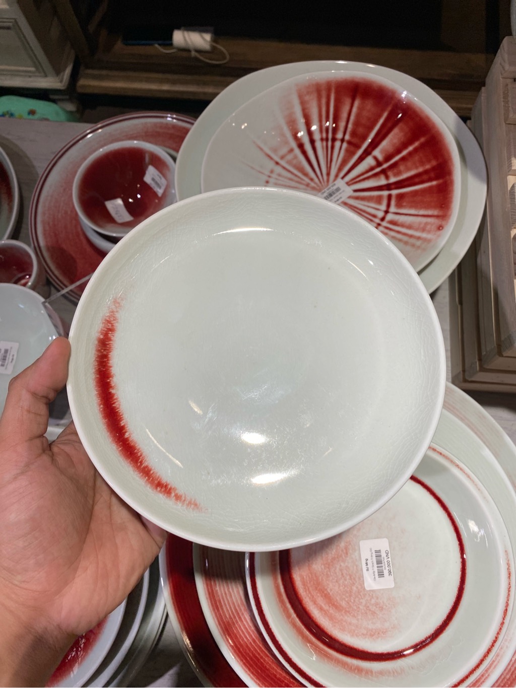 Đĩa có chân nhỏ 7.75inch Trăng Đỏ