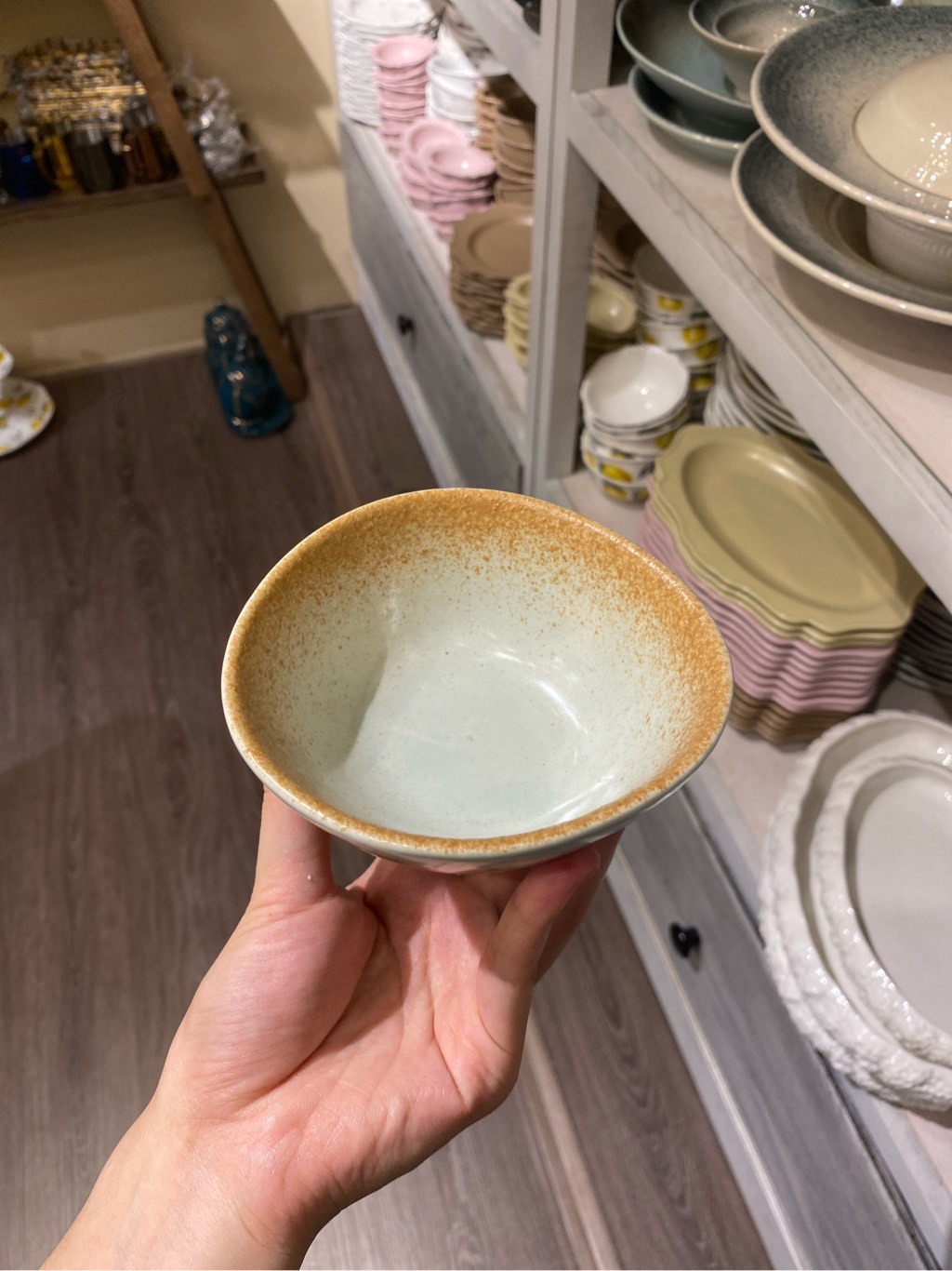 Chén cơm 11.5x5cm xanh ngọc matte viền nâu (HĐ)