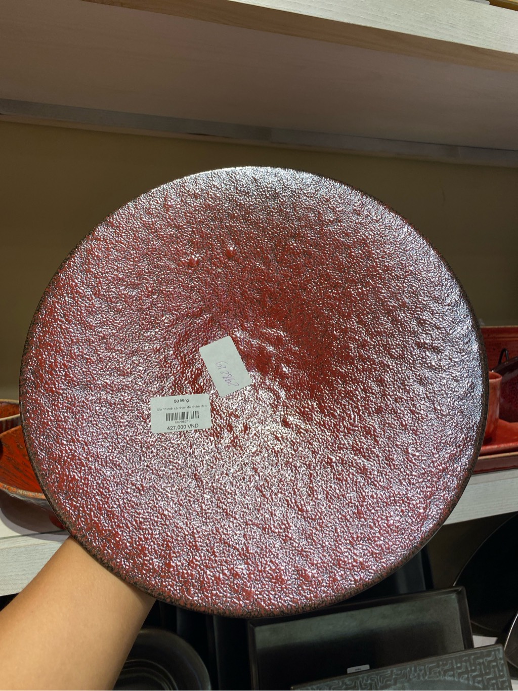 Đĩa 11inch có chân đỏ chàm đen