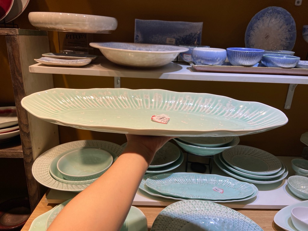 Đĩa dài 20inch xanh khảm