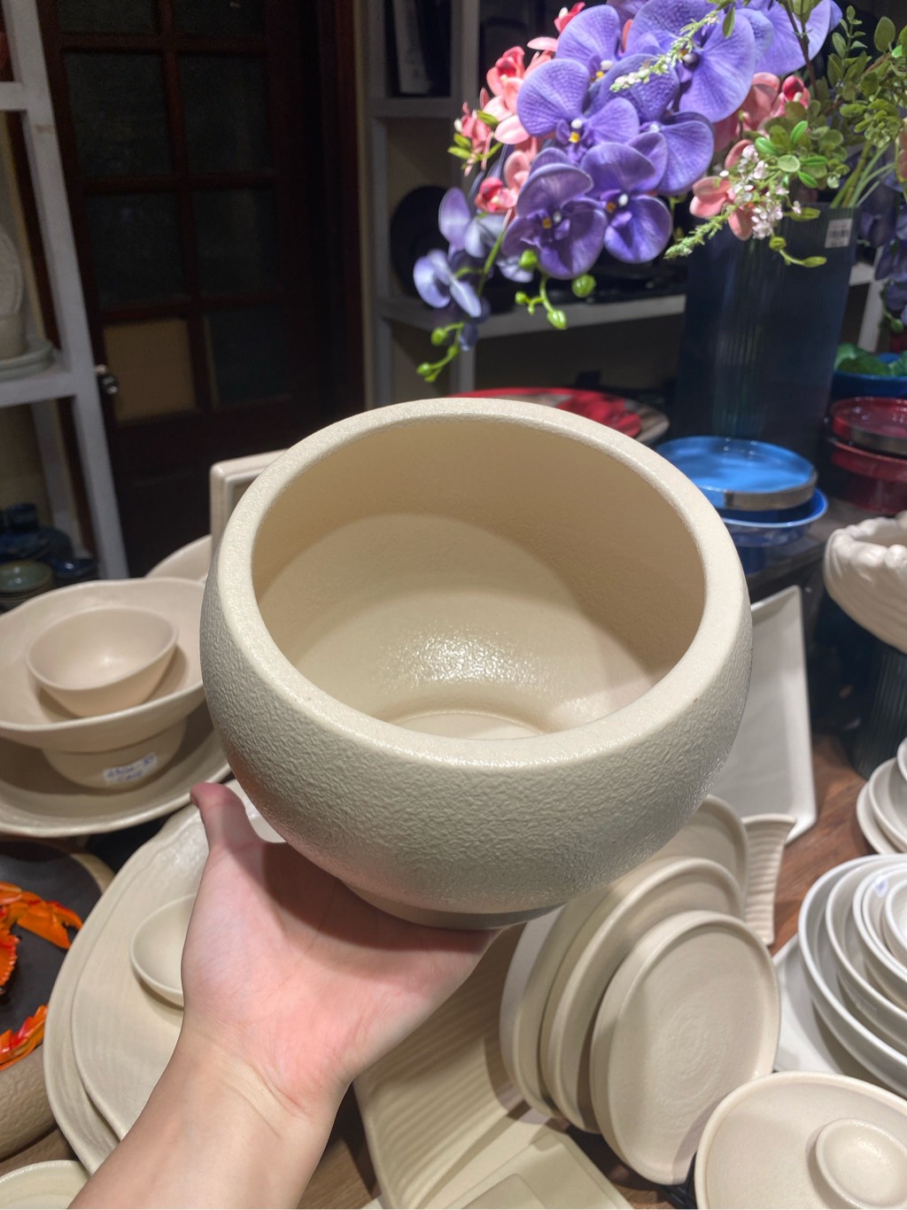 Hũ gia vị miệng xéo 15x13cm màu be (MÀU MỚI) (HĐ)