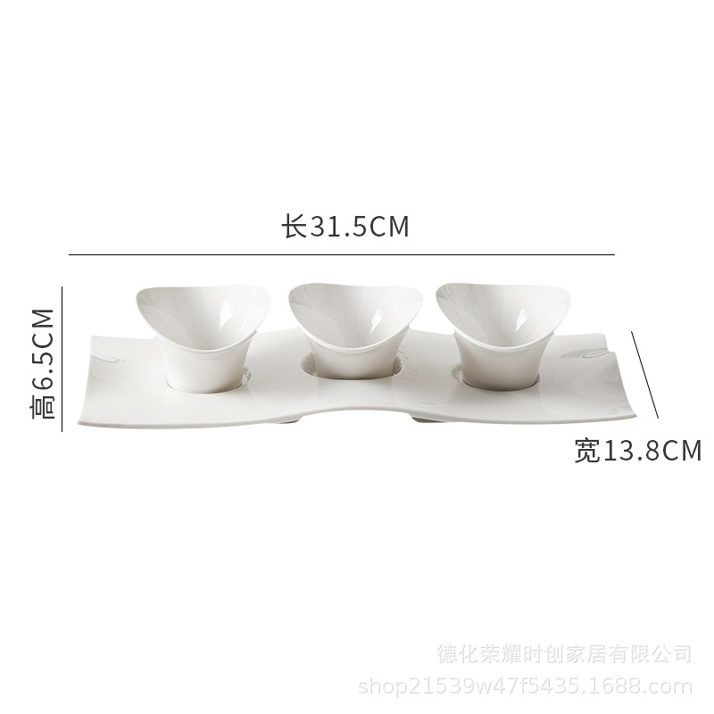 Đĩa 3 Chén Sốt + Đĩa Trắng Sứ Kiểu