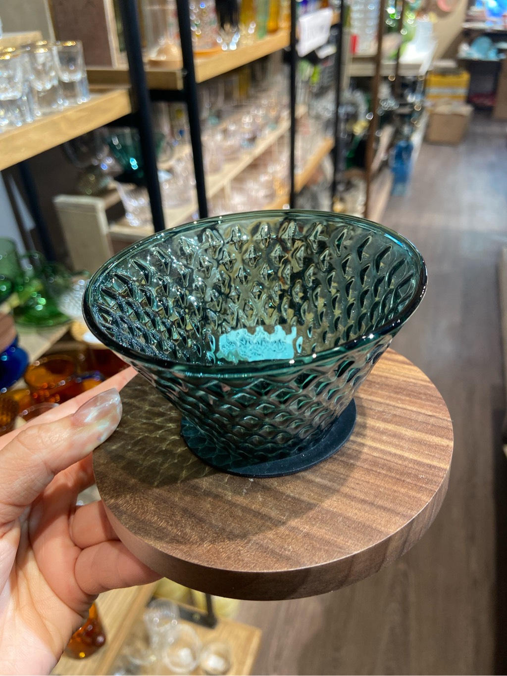 Phễu lọc cafe thuỷ tinh có gioăng vòng gỗ