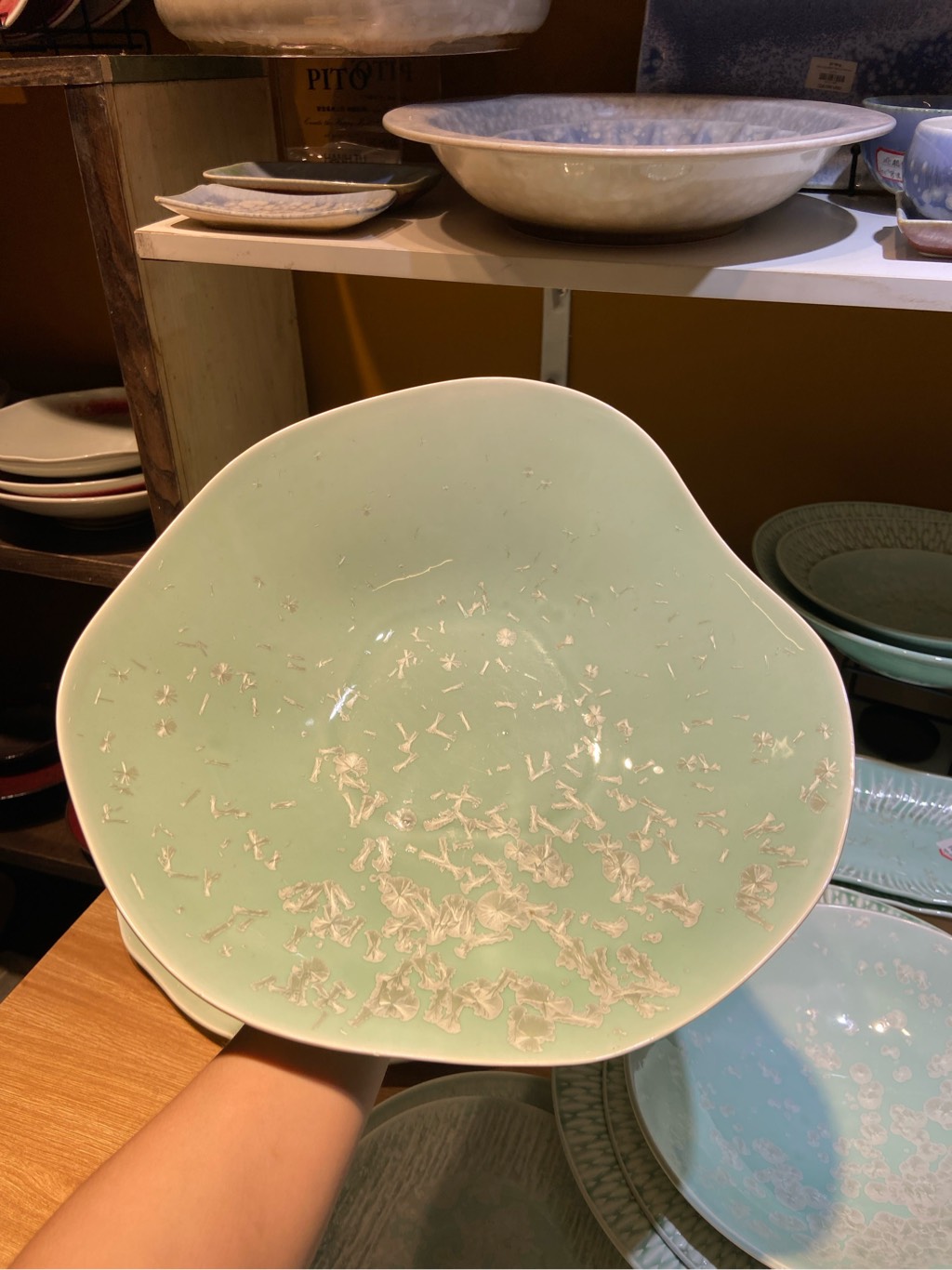 Tô méo 12.5inch xanh khảm