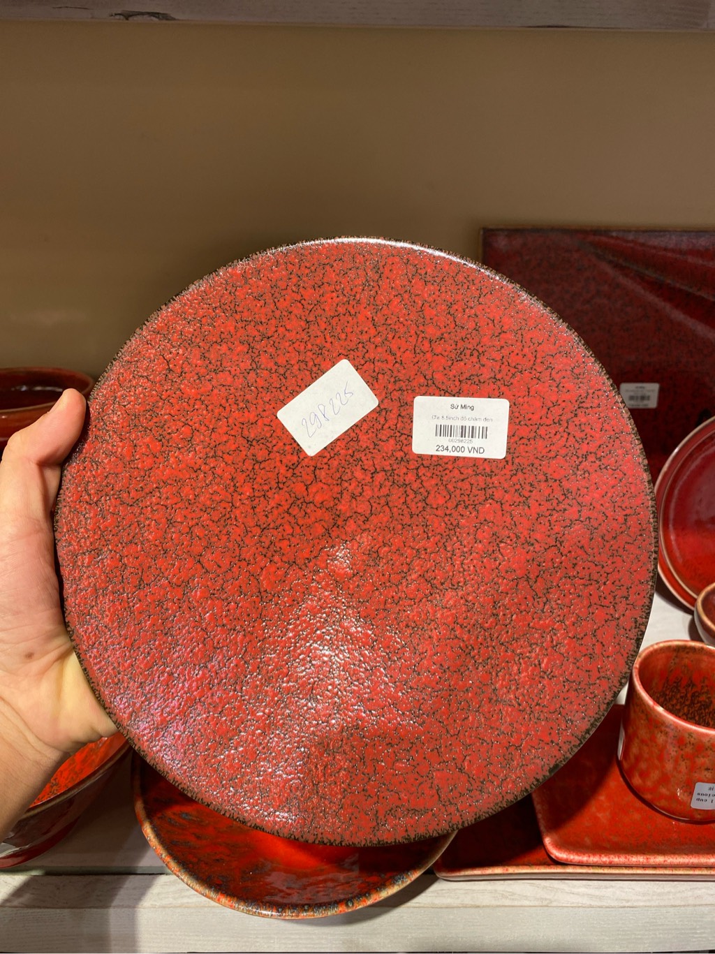 Đĩa 8.5inch đỏ chàm đen