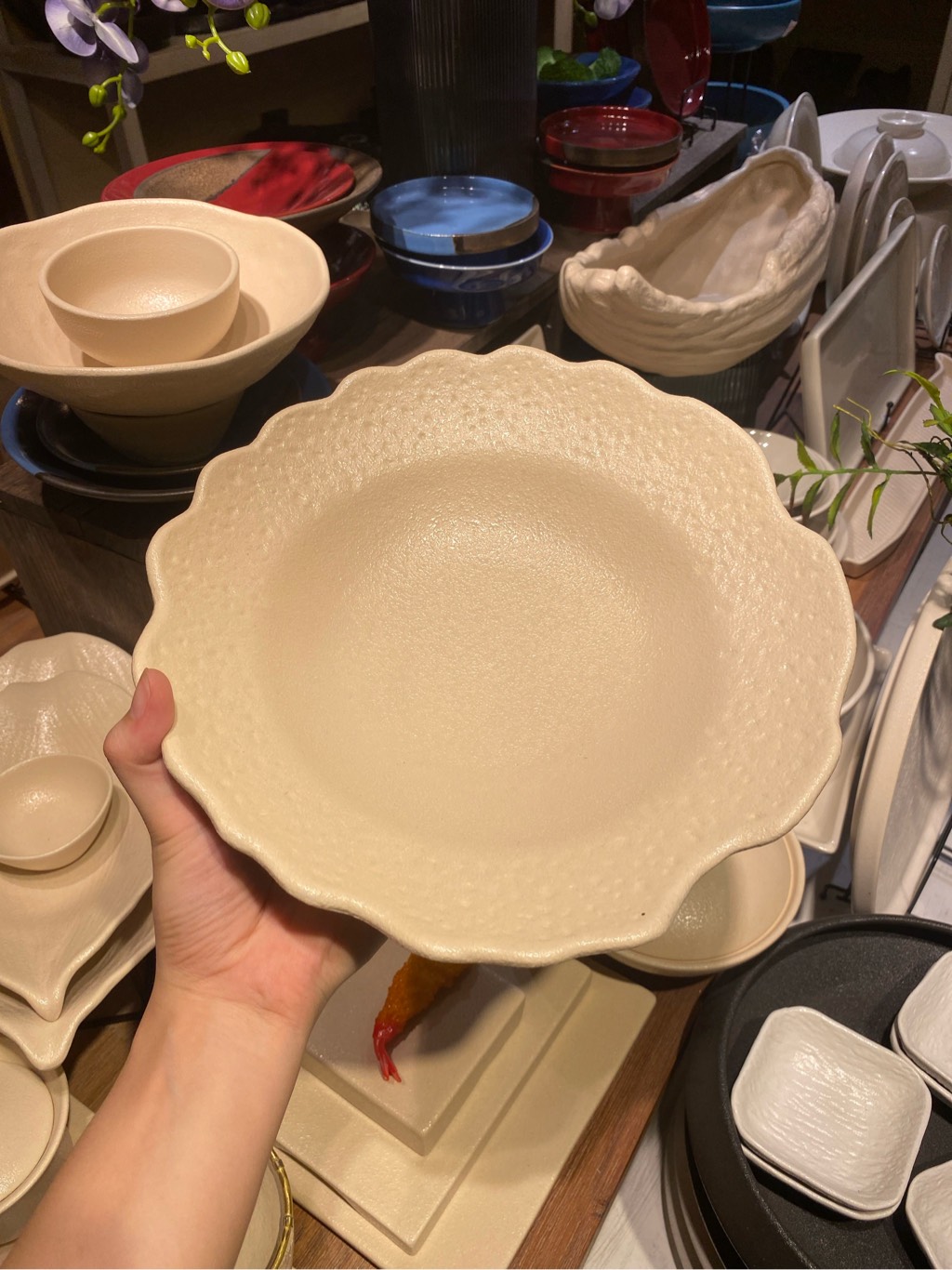 Dĩa lượn 26x6.5cm màu be