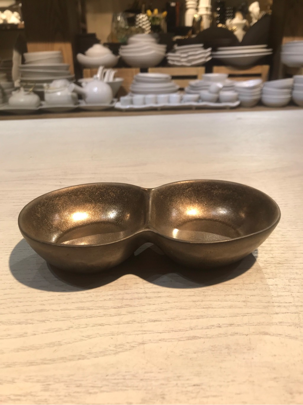 Chén chấm 2 ngăn 15.5x8.5cm Nâu đồng