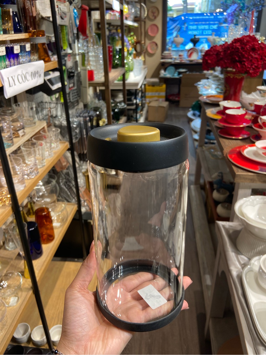 Hũ thuỷ tinh có van hút chân không