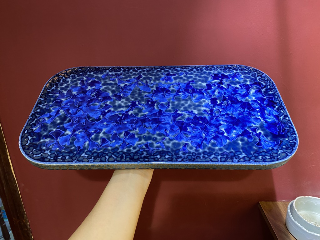 Đĩa CN bằng 40*21cm hoa xanh