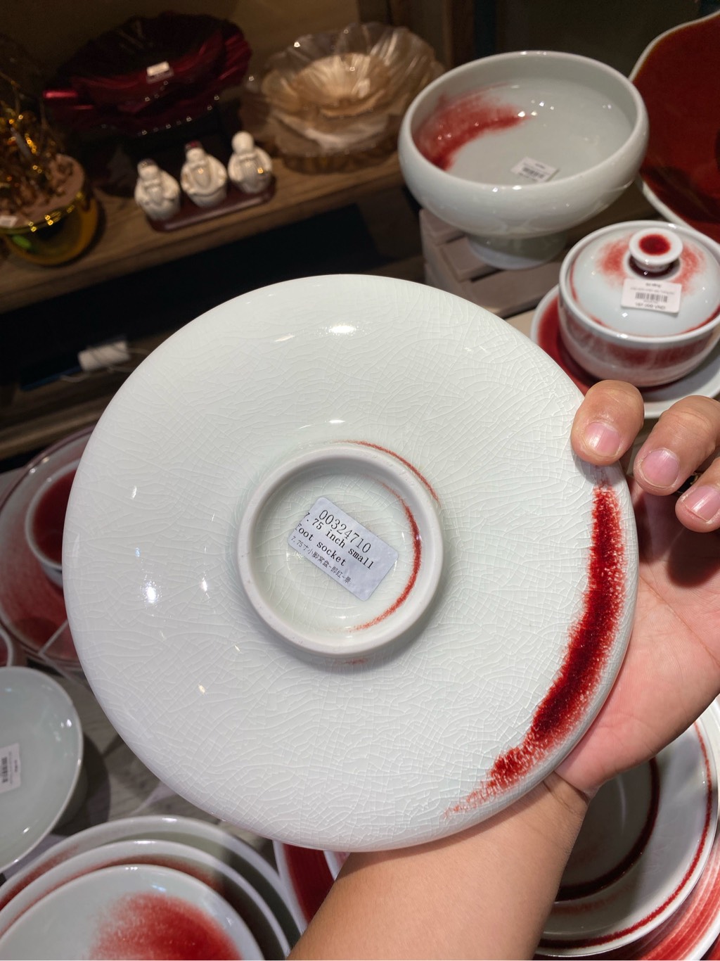 Đĩa có chân nhỏ 7.75inch Trăng Đỏ
