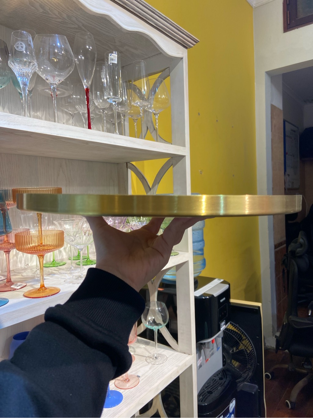 Khay inox tròn vàng 32cm