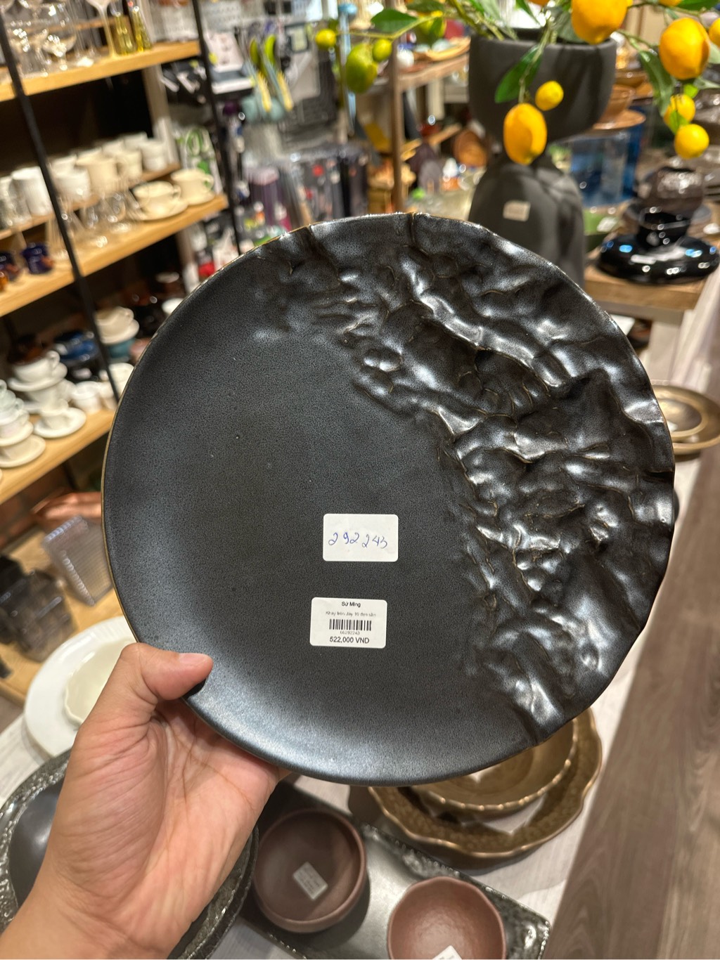 Khay tròn dày 10 đen sần