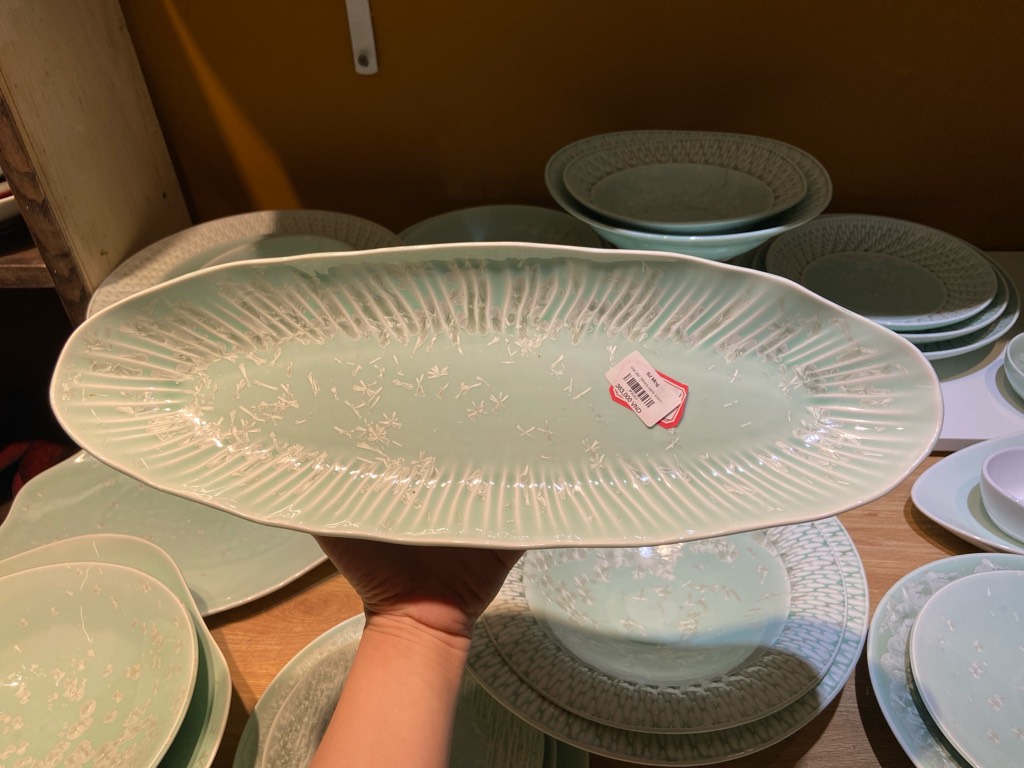 Đĩa dài 16inch xanh khảm