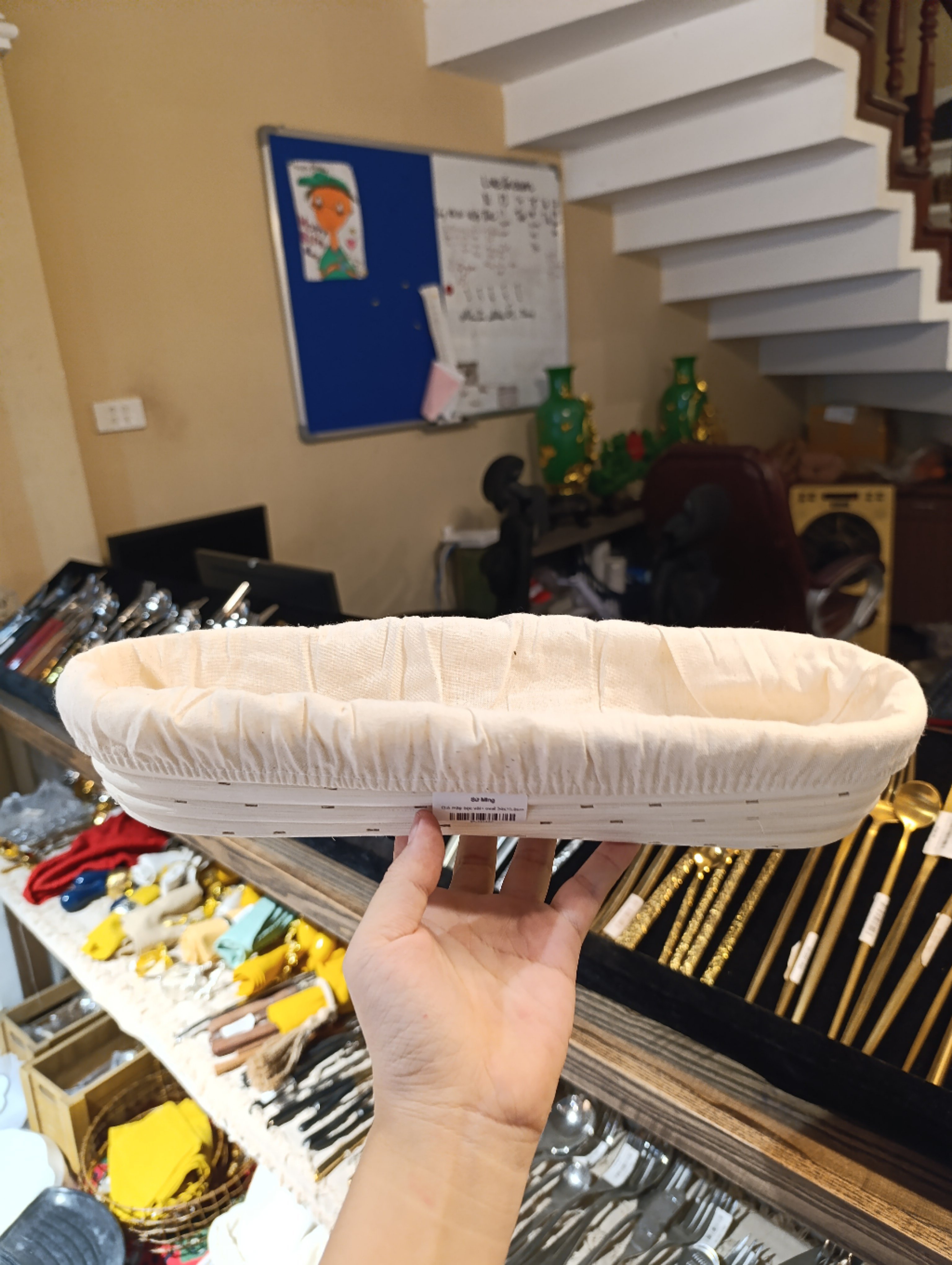 Giỏ mây bọc vải