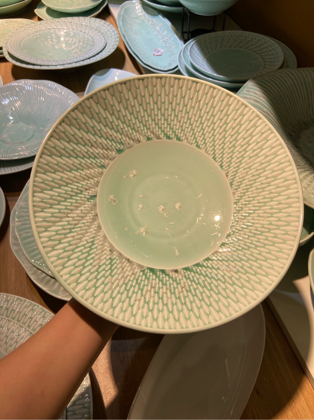 Đĩa sâu 10.5inch xanh khảm