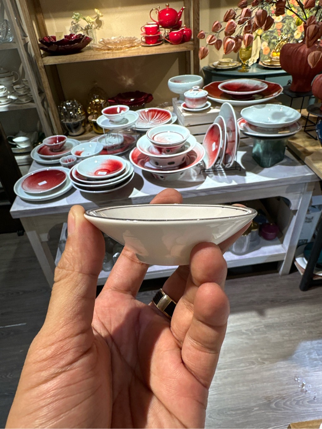 Chén chấm 3.25 trắng viền bạc