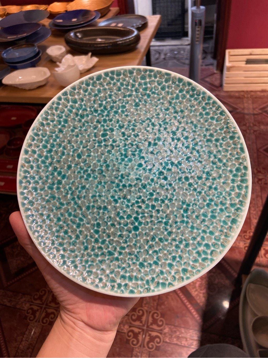 Đĩa tròn 8inch tàn ong xanh ngọc