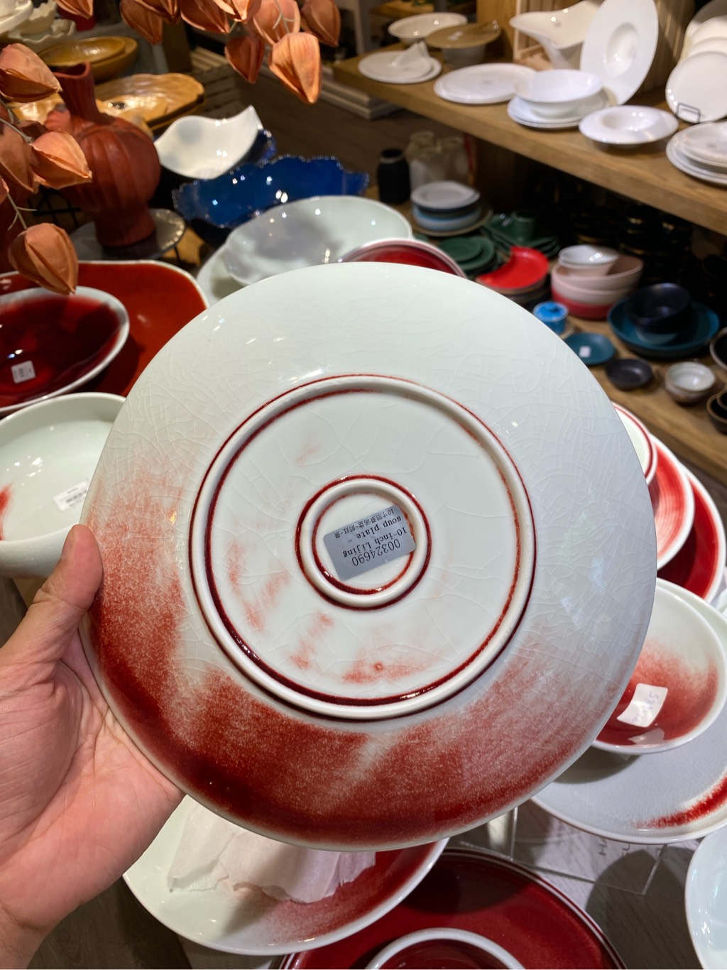 Đĩa Sâu Viền Lá 10inch Trăng Đỏ