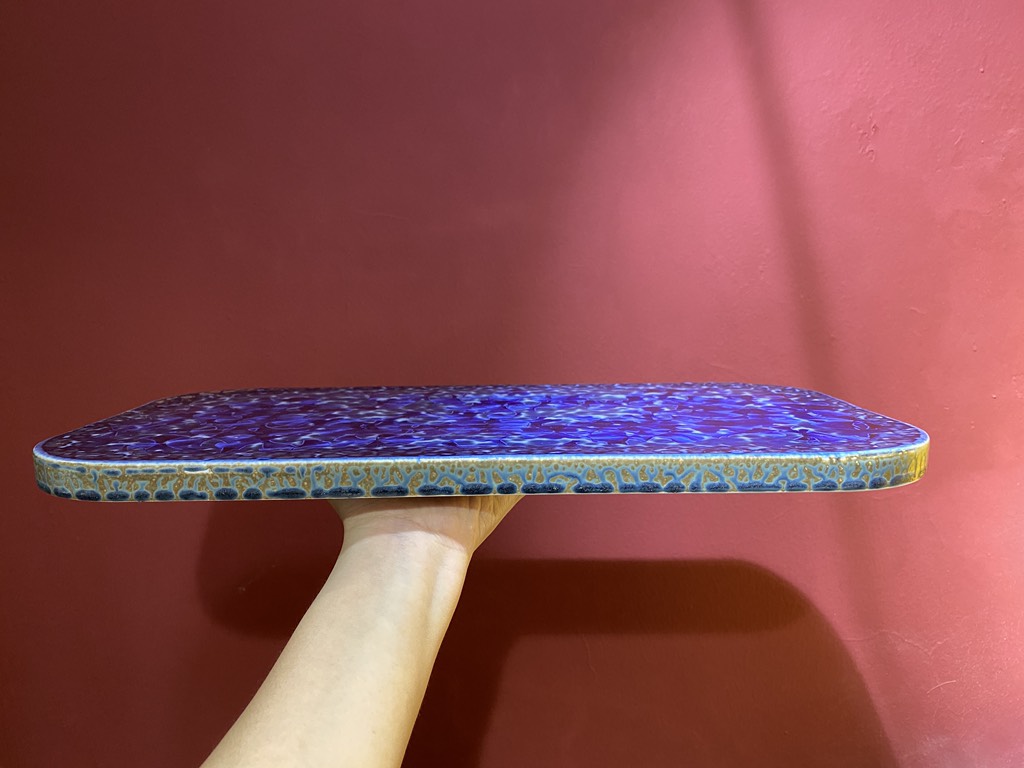 Đĩa CN bằng 40*21cm hoa xanh