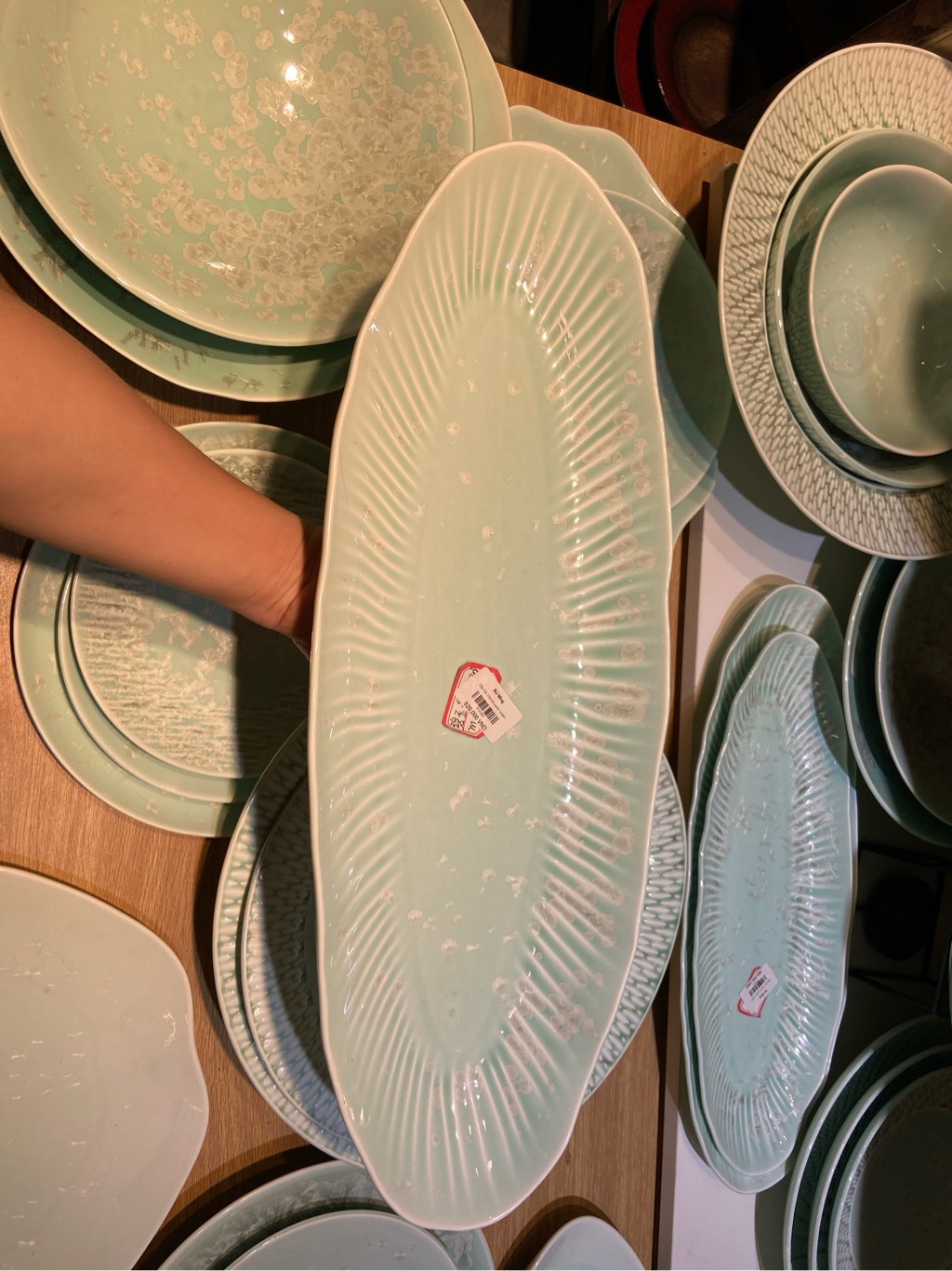 Đĩa dài 20inch xanh khảm